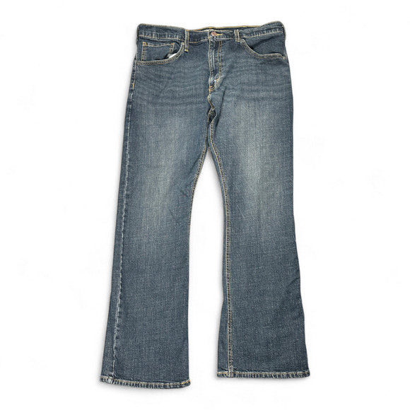 Levis Jeans Mens 36x30 Blue Strauss Signature Dark Wash Denim Bootcut Y2K - Picture 1 of 11